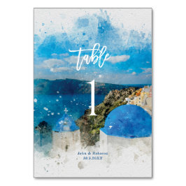 Santorini, Griechenland Hochzeitkarte für Tischnum Tischnummer