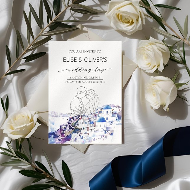 Santorini Griechenland Hochzeitsommer Einladung (Von Creator hochgeladen)