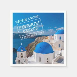 Santorini Griechenland Hochzeitspass Briefmarke Serviette