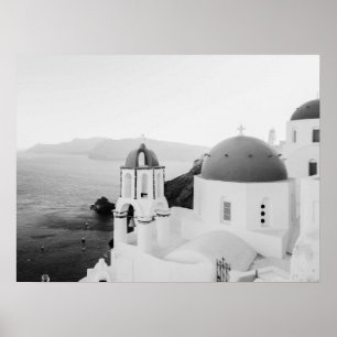 Santorini Griechenland Iconische Domed Kirchen See Poster
