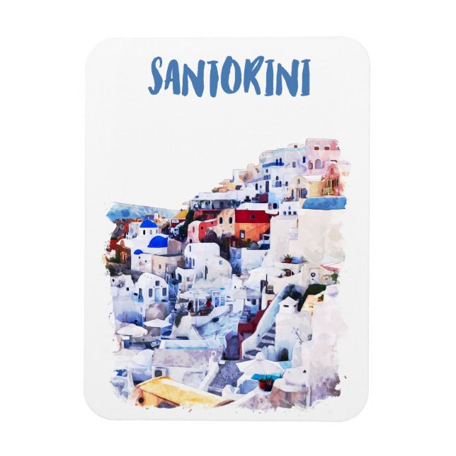 Santorini Griechenland Illustration Foto Magnet (Vertikal)