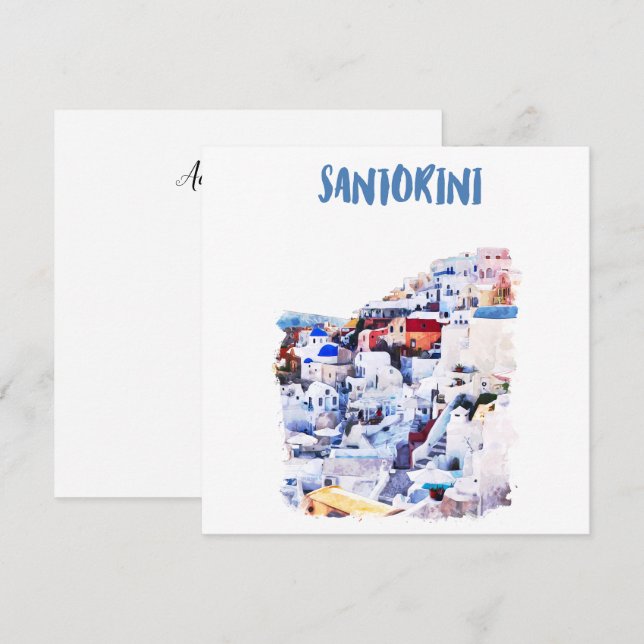 Santorini Griechenland Illustration Wasserfarbe (Vorne/Hinten)