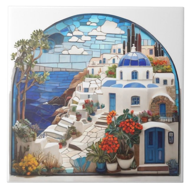 Santorini Griechenland Imitats Mosaic Arch, griech Fliese (Vorderseite)