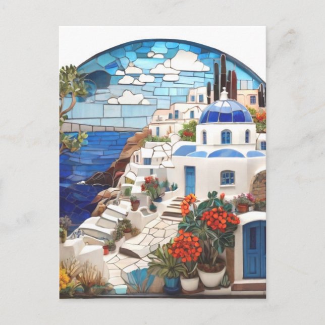 Santorini Griechenland Imitats Mosaic Arch, griech Postkarte (Vorderseite)