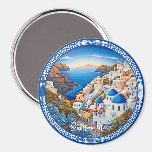Santorini Griechenland Insel Malerei   Reisekunst Magnet