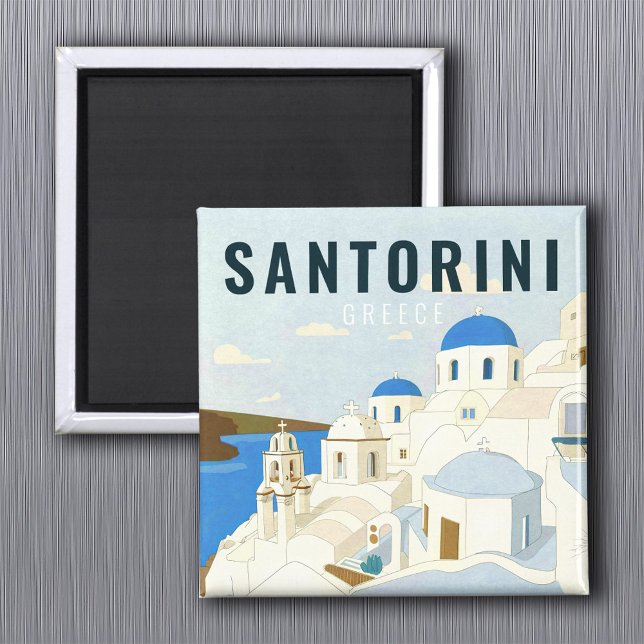 Santorini Griechenland Insel Vintage Reise Souveni Magnet (Von Creator hochgeladen)