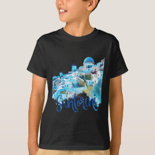 Santorini Griechenland Insel Wasserfarben Souvenir T-Shirt