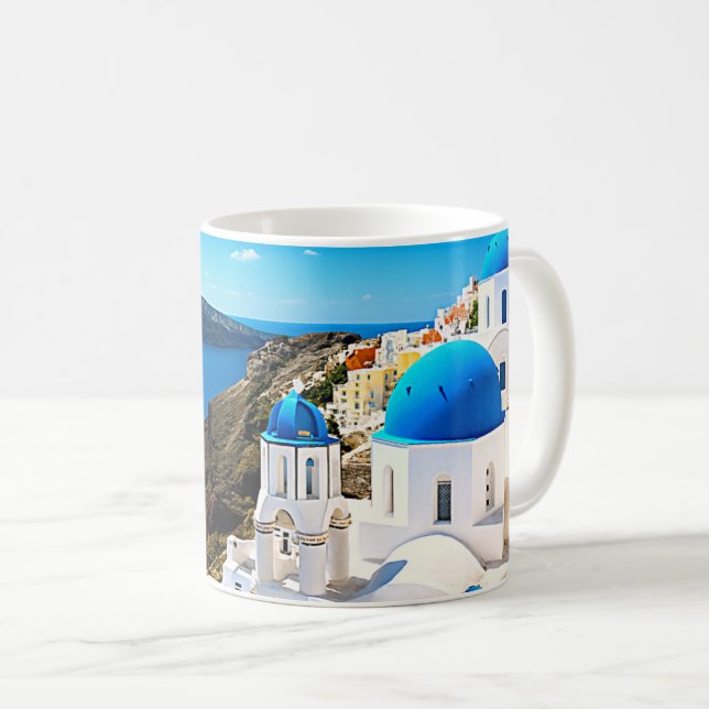Santorini Griechenland Kaffeetasse (VorderseiteRechts)