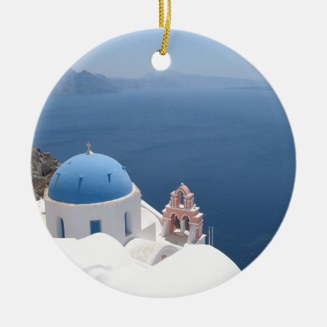 Santorini Griechenland Keramik Ornament (Vorne)