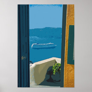 Santorini, Griechenland Kreuzfahrtschiff Poster