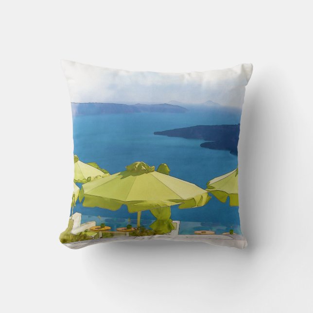 Santorini Griechenland Malerei Kissen (Vorderseite)