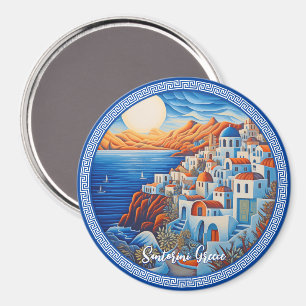 Santorini Griechenland Malerei   Reisekunst Magnet
