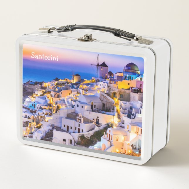 Santorini Griechenland Metall Brotdose (Vorderseite)