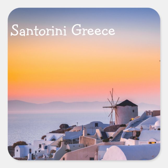Santorini Griechenland Quadratischer Aufkleber (Vorderseite)