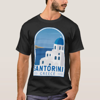 Santorini Griechenland Retro Emblem T-Shirt