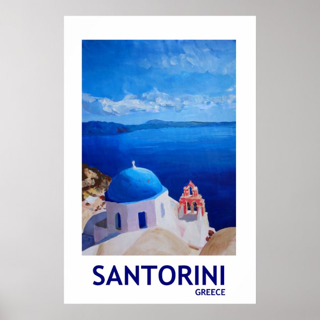 Santorini Griechenland - Retro Style Poster II (Vorne)