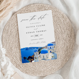 Santorini Griechenland Skyline-Hochzeit in Urlaubs Save The Date