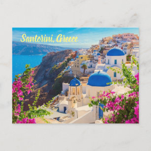 Santorini Griechenland stilisiert Postkarte