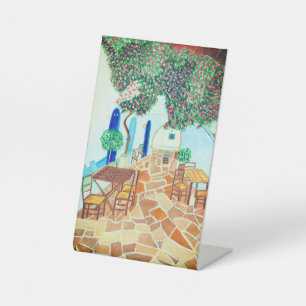 Santorini, Griechenland, Tabletop-Zeichen Sockelschild