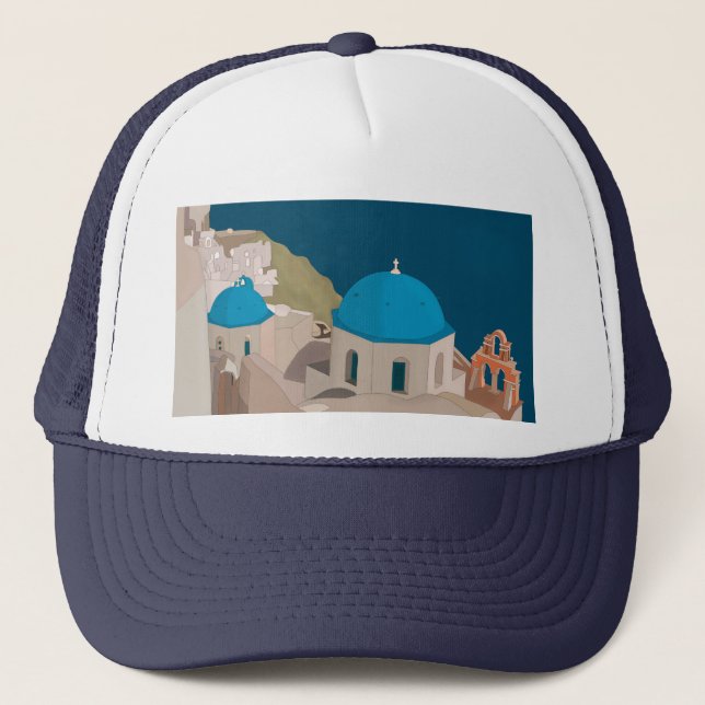 Santorini Griechenland Truckerkappe (Vorderseite)