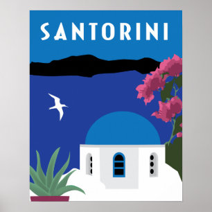 Santorini Griechenland Vintage Reiseanleitung Poster