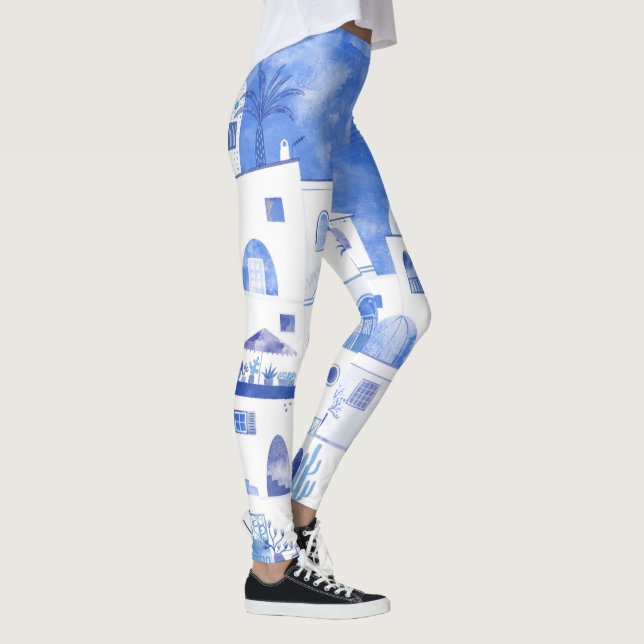 Santorini Griechenland Wassercolor Leggings (Rechts)