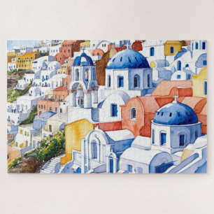 Santorini Griechenland Wasserfarbenrätsel beibehal