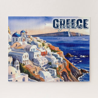 Santorini Griechenland Wasserfarbenrätsel beibehal