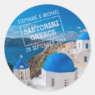 Santorini Griechenland Zielort Custom Passport Bri Runder Aufkleber