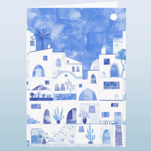 Santorini Griechische Aquarellkarte Karte
