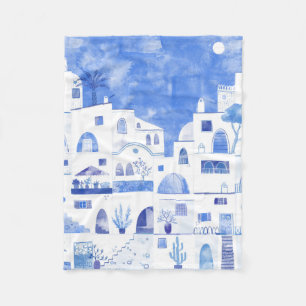 Santorini Griechische Insel Wasserfarbenwelt Fleecedecke