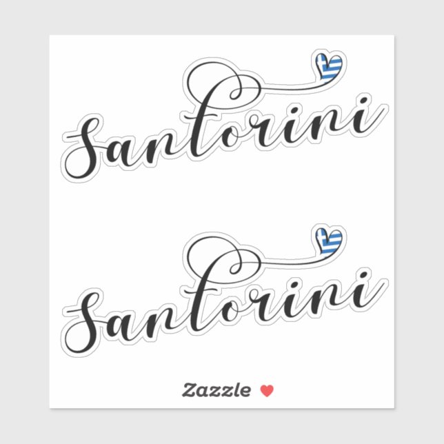Santorini Herz in Flag, Griechenland, Thira Aufkleber (Blatt)