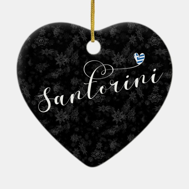 Santorini Herz in Flag, Griechenland, Thira Keramik Ornament (Hinten)