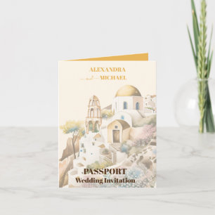 Santorini-Hochzeit in Urlaubsort Einladung