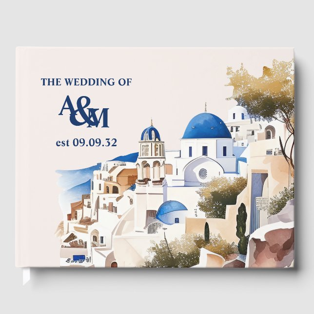 Santorini-Hochzeit in Urlaubsort Gästebuch (Vorderseite)