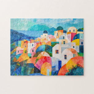 Santorini Hügel in abstrakten Farbtönen