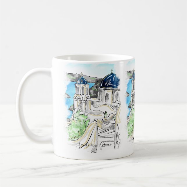 Santorini Insel Griechenland Sommer-Erinnerungen P Kaffeetasse (Links)