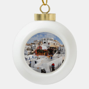 Santorini Insel (Thira), Griechenland Keramik Kugel-Ornament