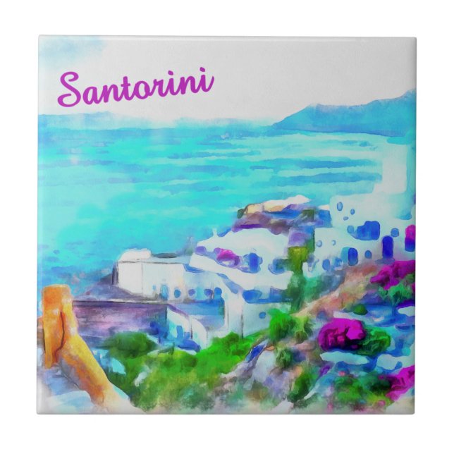 Santorini Keramik Fliese (Vorderseite)
