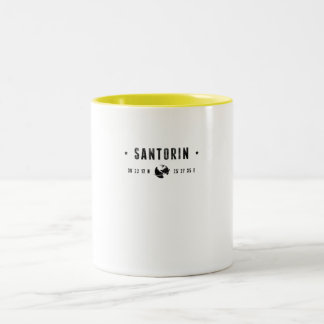 Santorini Koordinaten mit Globus und Sternen Zweifarbige Tasse