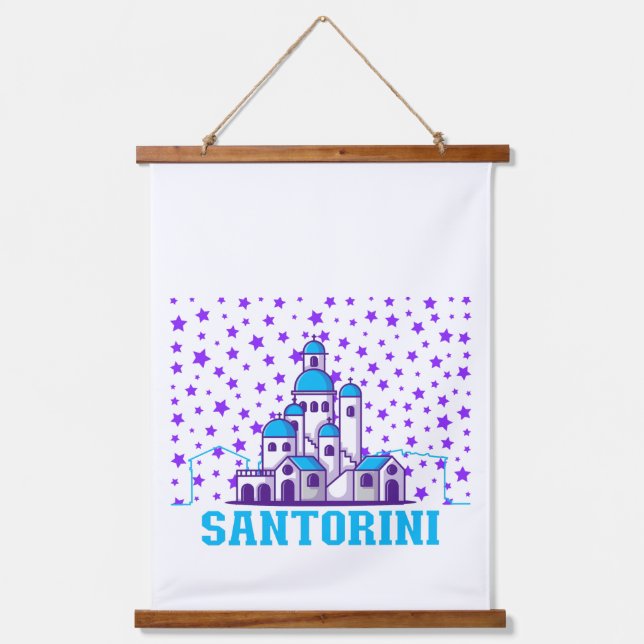 Santorini Memory.b Wandteppich Mit Holzrahmen (Vorderseite)