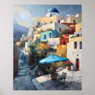 Santorini Oia Grèce Peinture Art Imprimer Poster