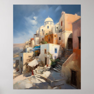 Santorini Oia Griechenland Aquarell Art Print Post Poster