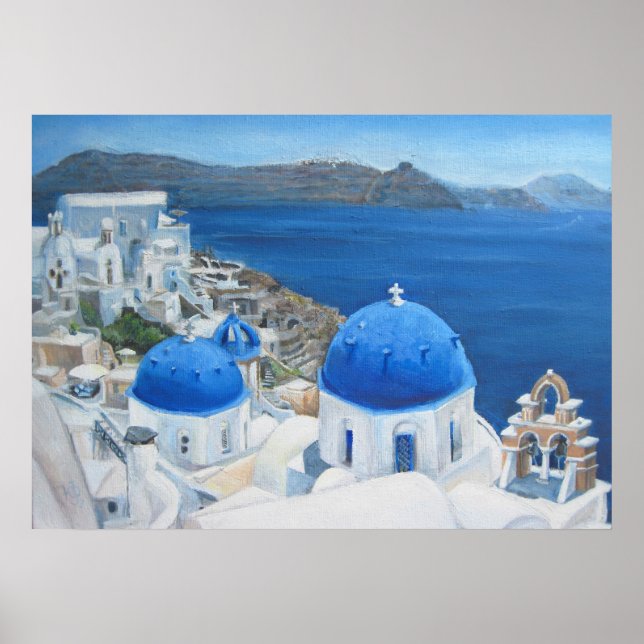 Santorini Oia Ölgemälde Poster (Vorne)