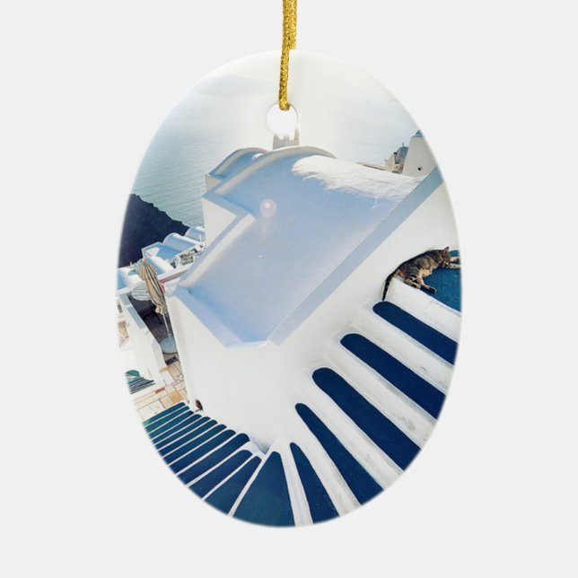 Santorini Oia Schritte, Griechenland Keramikornament (Vorne)