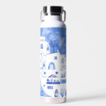 Santorini Oia Watercolor Trinkflasche<br><div class="desc">Aquarellmalerei des Fischerdorfes Oia auf der schönen griechischen Insel Santorin in Blau und Weiß. Originelle Kunst von Nic Squirrell.</div>