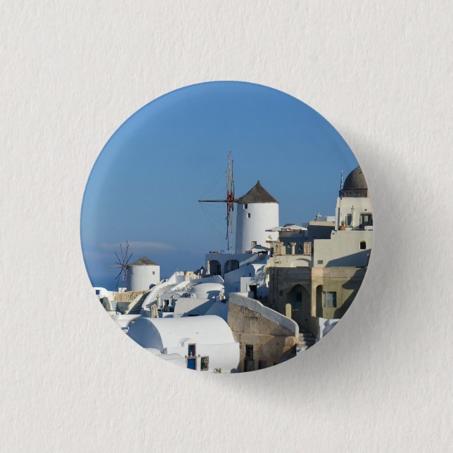 Santorini Oia Windmill Abzeichen / Button (Vorderseite)