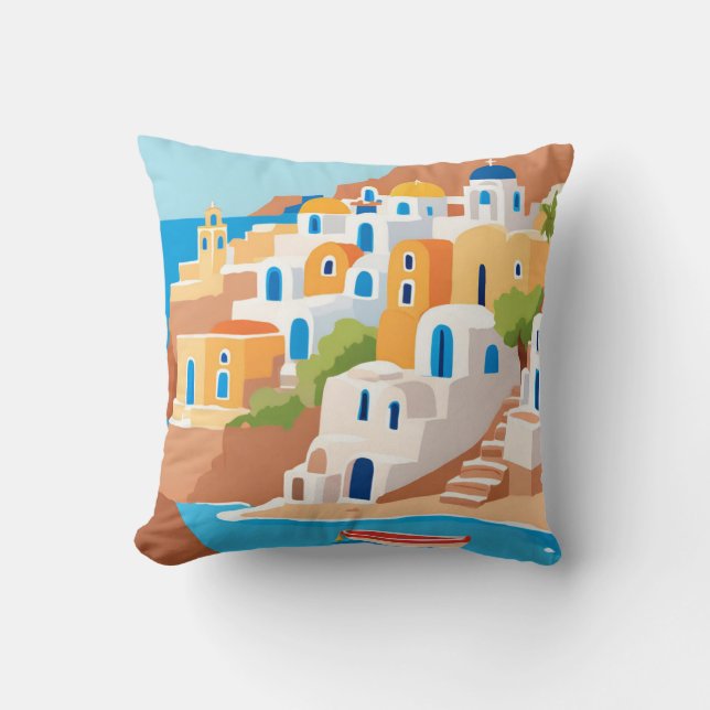 Santorini Panoramaaussicht Kopfkissen Kissen (Vorderseite)