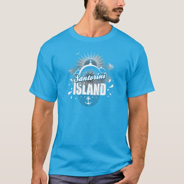 Santorini Paradies-Inselentwurf T-Shirt (Vorderseite)