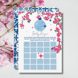 Santorini Pink Baby Dusche Bingo Spielkarte Einladung